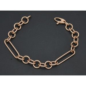 Real 14K Rose Gold 71/4" Paperclip & Round Charm Chain Bracelet 4.2gr